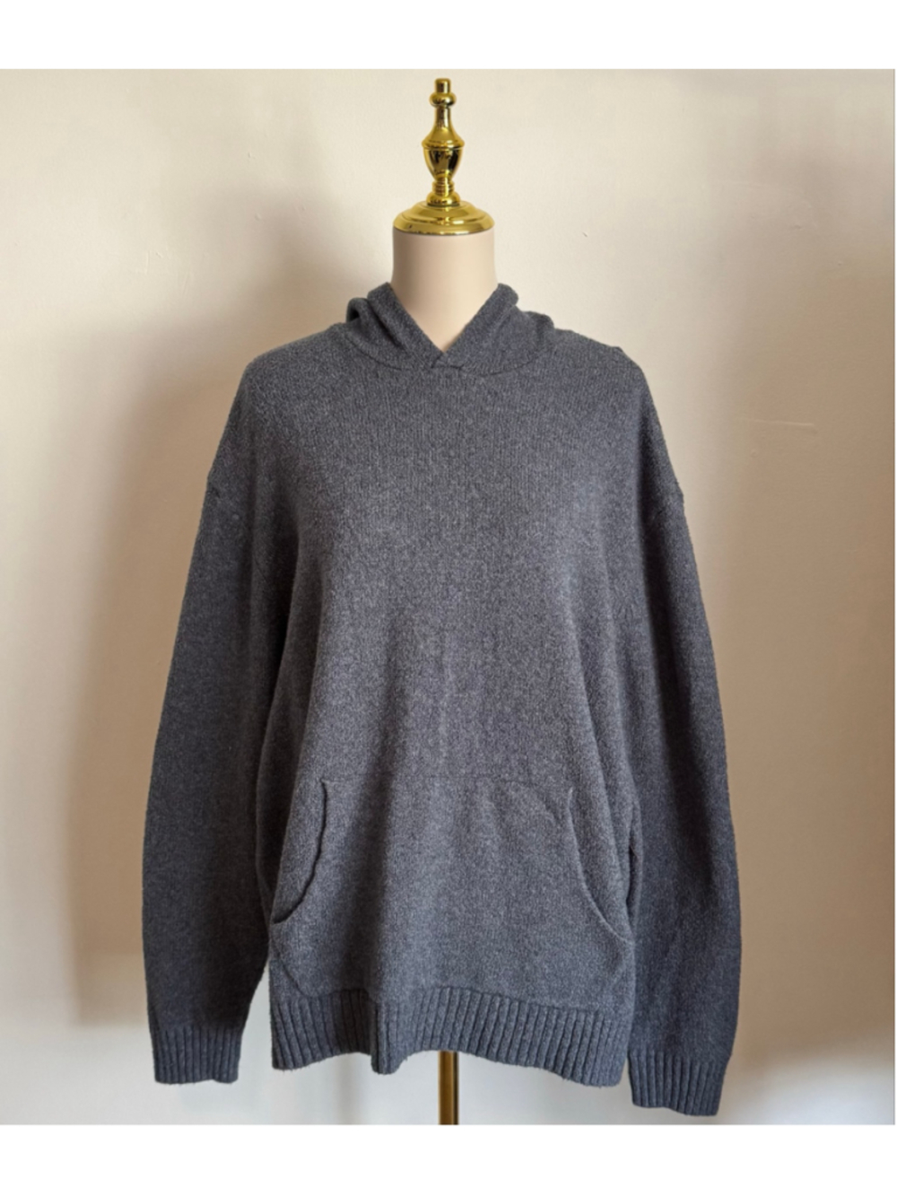 Women's Old Navy Knit Hoodie Sweatshirt Grey Blue Size XL